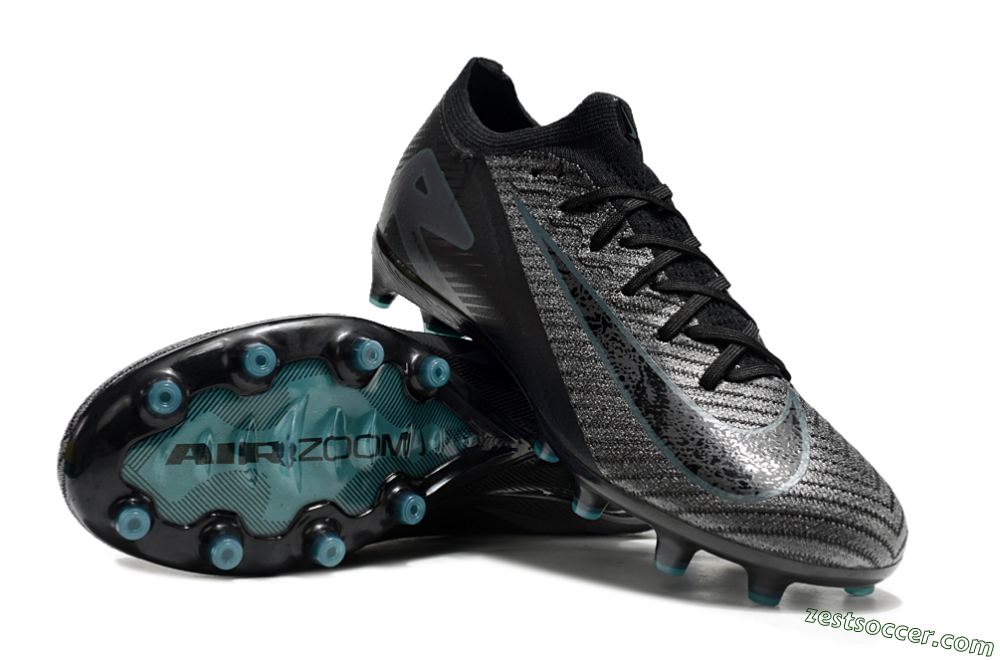 Nike Air Zoom Mercurial Vapor 16 Elite AG Low-Tops Soccer Cleats - Black/Grey/Blue 3