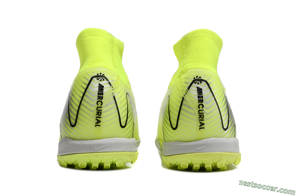 Nike Air Zoom Mercurial Superfly 10 Elite TF High-Tops Soccer Shoes - Yellow/Silver/Black 4