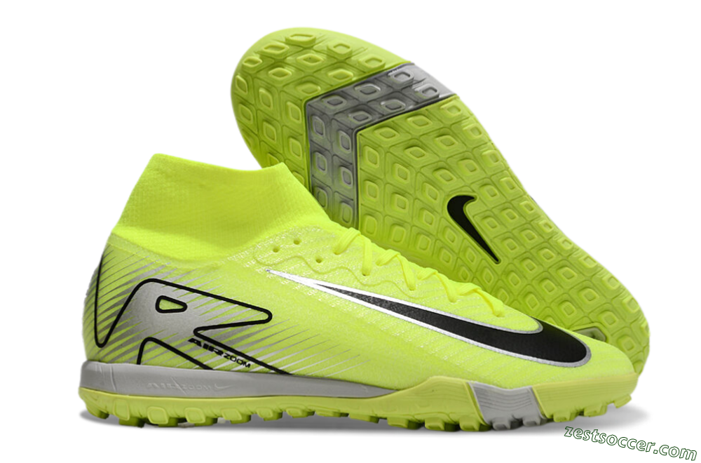 Nike Air Zoom Mercurial Superfly 10 Elite TF High-Tops Soccer Shoes - Yellow/Silver/Black 0