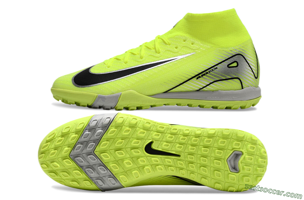 Nike Air Zoom Mercurial Superfly 10 Elite TF High-Tops Soccer Shoes - Yellow/Silver/Black 1