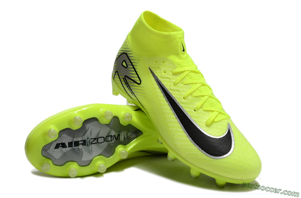 Nike Air Zoom Mercurial Superfly 10 Elite AG High-Tops Soccer Cleats - Yellow/Silver/Black 3