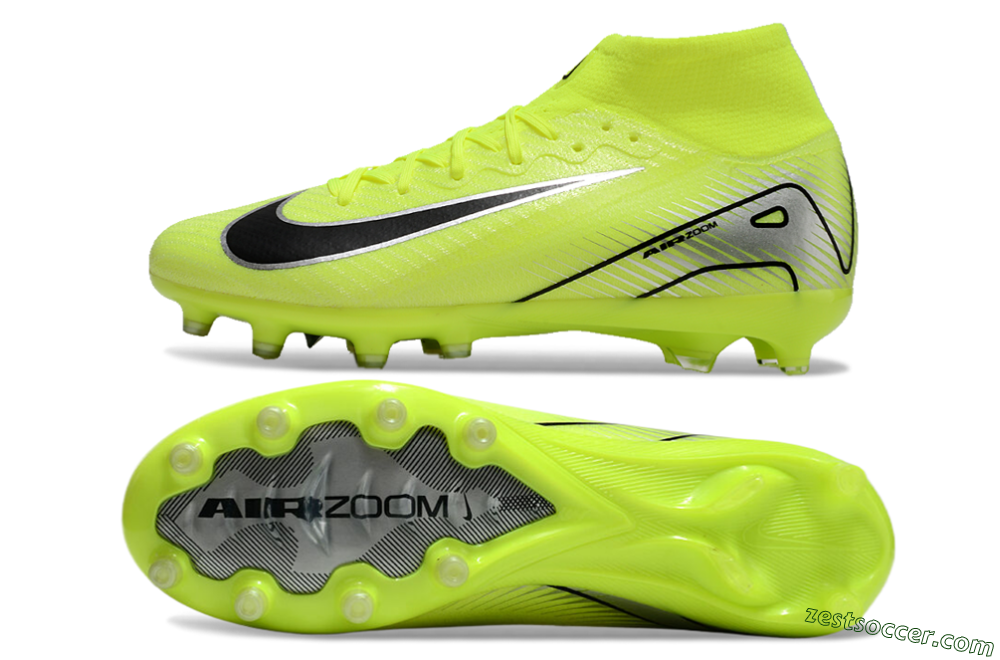 Nike Air Zoom Mercurial Superfly 10 Elite AG High-Tops Soccer Cleats - Yellow/Silver/Black 1
