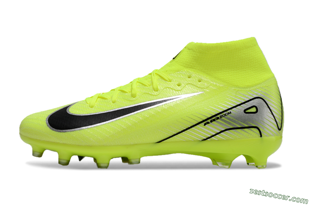 Nike Air Zoom Mercurial Superfly 10 Elite AG High-Tops Soccer Cleats - Yellow/Silver/Black 2