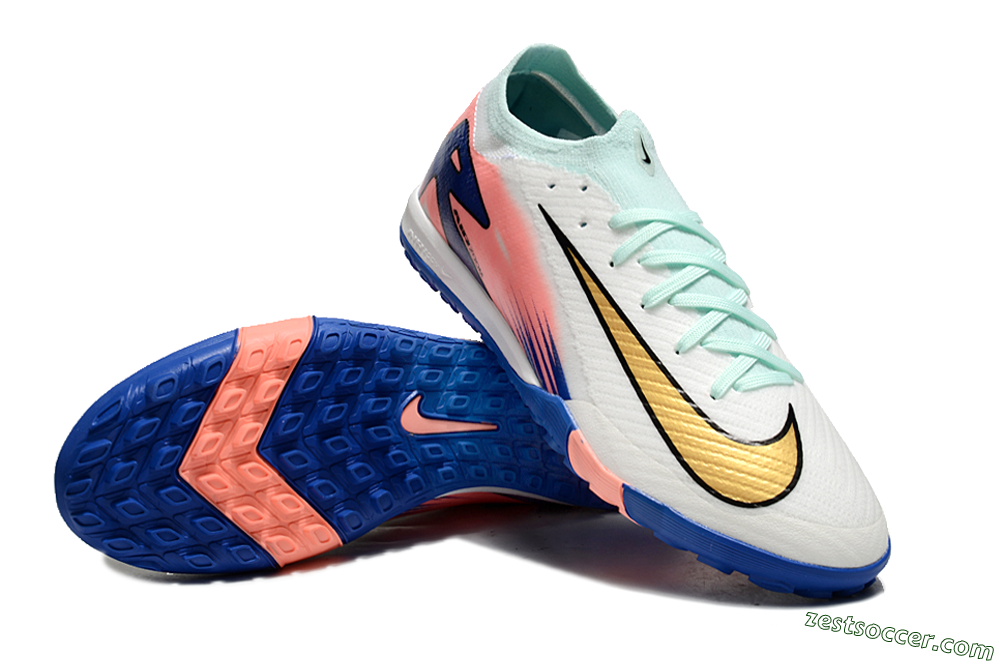 Nike Air Zoom Mercurial Vapor 16 Elite TF Low-Tops Soccer Shoes - Jade/Pink/Blue 3
