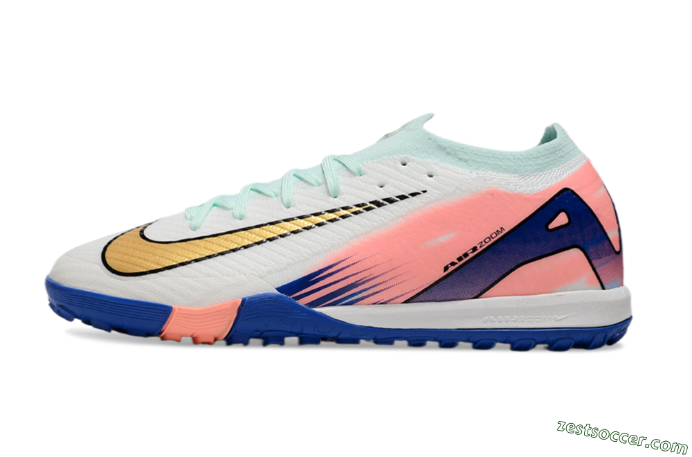 Nike Air Zoom Mercurial Vapor 16 Elite TF Low-Tops Soccer Shoes - Jade/Pink/Blue 2