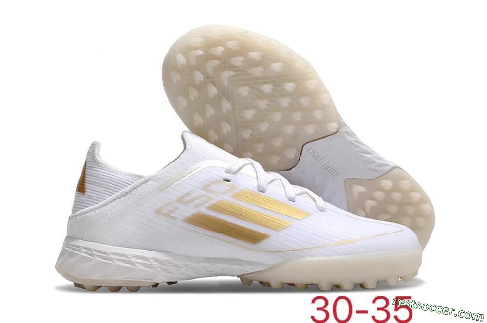 Kids Adidas F50 Elite TF Low-Tops Soccer Shoes - White/Gold 0