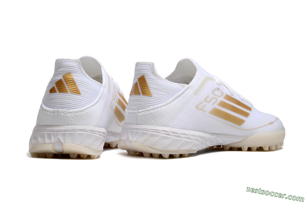 Kids Adidas F50 Elite TF Low-Tops Soccer Shoes - White/Gold 7