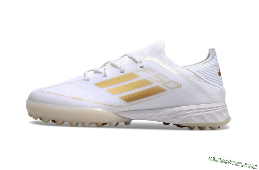 Kids Adidas F50 Elite TF Low-Tops Soccer Shoes - White/Gold 2
