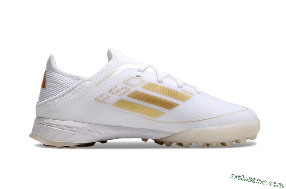 Kids Adidas F50 Elite TF Low-Tops Soccer Shoes - White/Gold 4