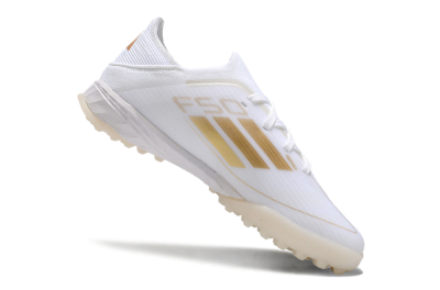 Kids Adidas F50 Elite TF Low-Tops Soccer Shoes - White/Gold