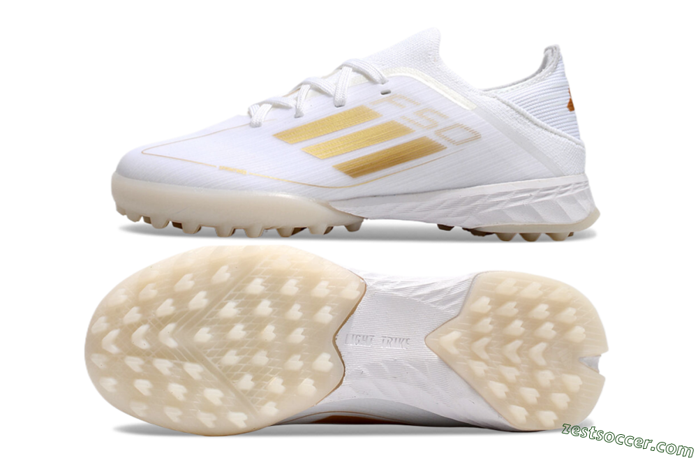 Kids Adidas F50 Elite TF Low-Tops Soccer Shoes - White/Gold 1