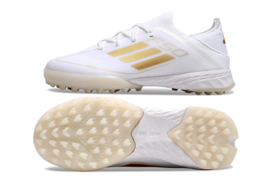 Kids Adidas F50 Elite TF Low-Tops Soccer Shoes - White/Gold
