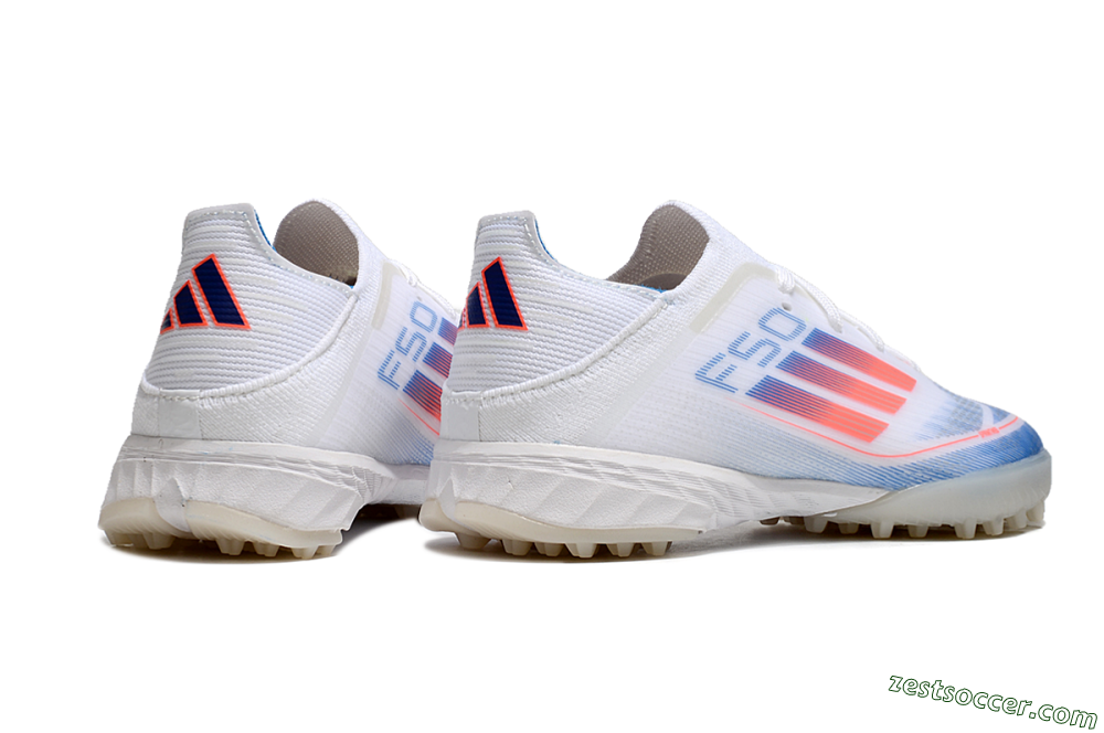 Kids Adidas F50 Elite TF Low-Tops Soccer Shoes - White/Blue/Orange 7