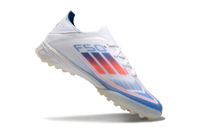 Kids Adidas F50 Elite TF Low-Tops Soccer Shoes - White/Blue/Orange