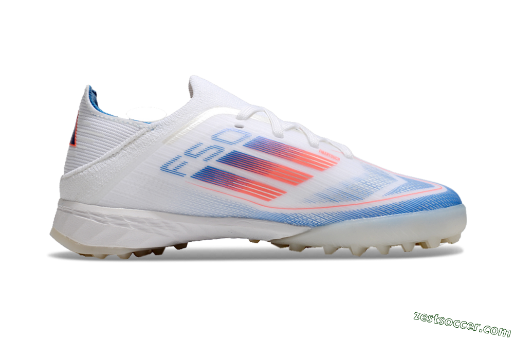 Kids Adidas F50 Elite TF Low-Tops Soccer Shoes - White/Blue/Orange 6