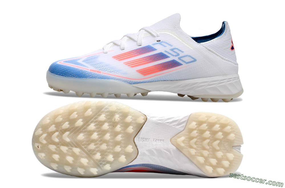 Kids Adidas F50 Elite TF Low-Tops Soccer Shoes - White/Blue/Orange 1