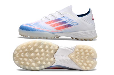 Kids Adidas F50 Elite TF Low-Tops Soccer Shoes - White/Blue/Orange