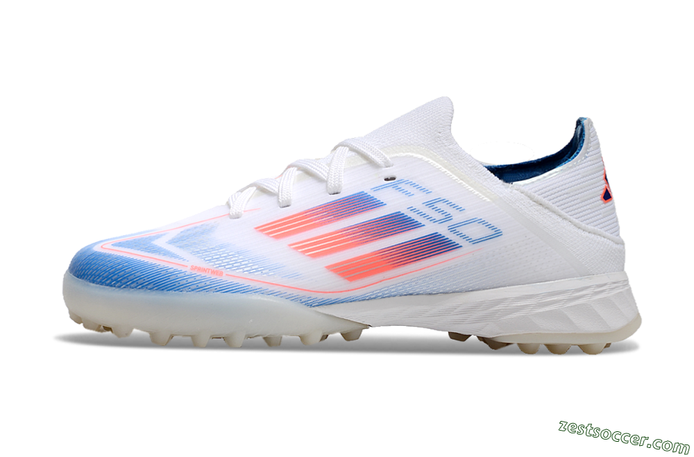 Kids Adidas F50 Elite TF Low-Tops Soccer Shoes - White/Blue/Orange 2