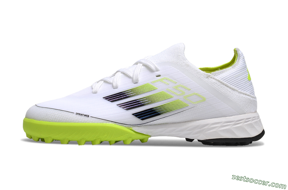 Kids Adidas F50 Elite TF Low-Tops Soccer Shoes - White/Black/Green 0