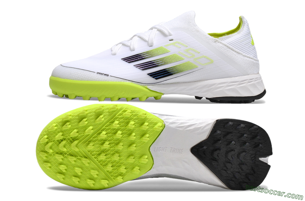 Kids Adidas F50 Elite TF Low-Tops Soccer Shoes - White/Black/Green 1