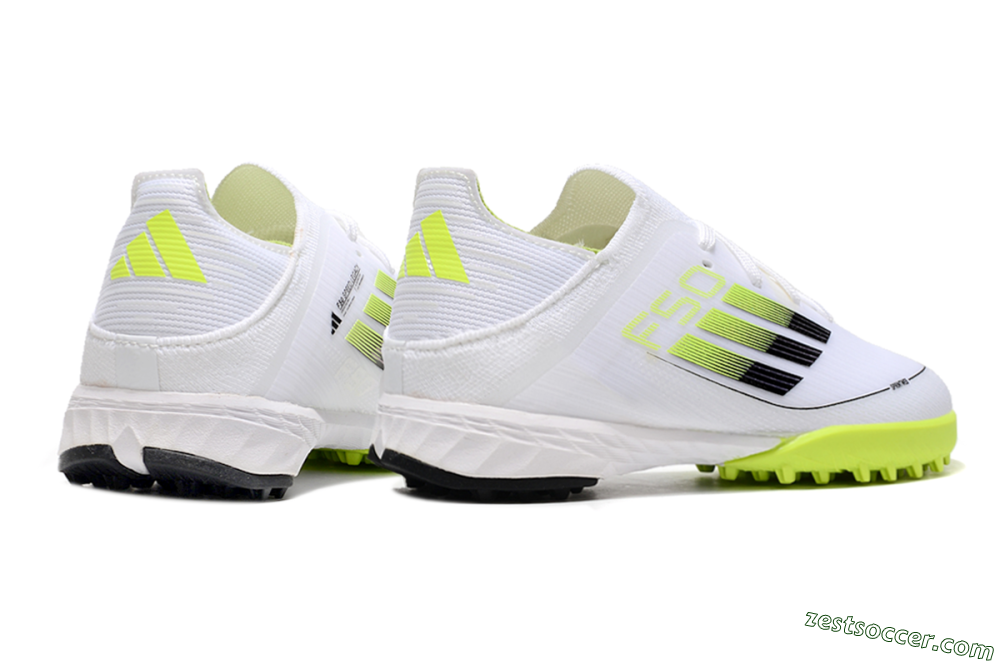 Kids Adidas F50 Elite TF Low-Tops Soccer Shoes - White/Black/Green 5