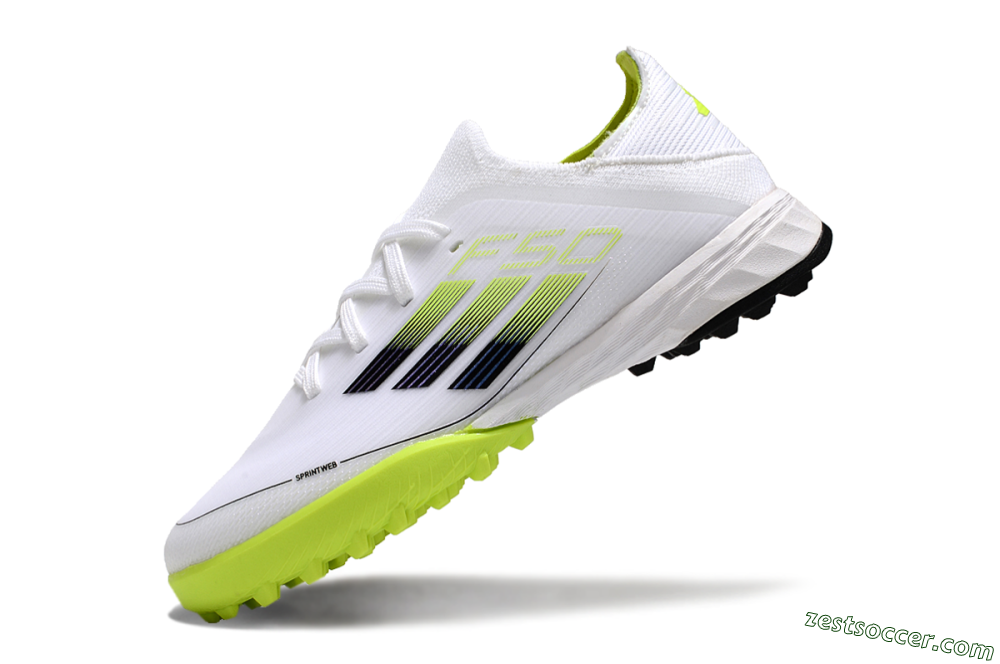 Kids Adidas F50 Elite TF Low-Tops Soccer Shoes - White/Black/Green 3