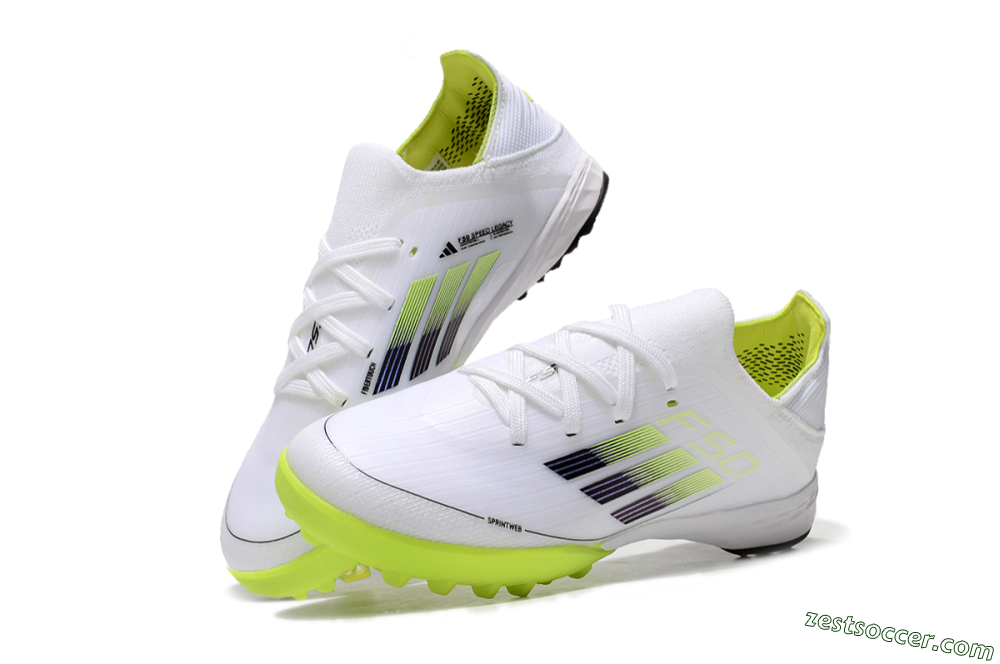 Kids Adidas F50 Elite TF Low-Tops Soccer Shoes - White/Black/Green 2