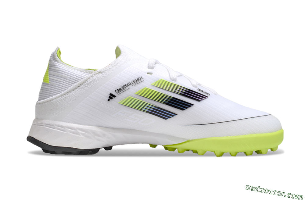 Kids Adidas F50 Elite TF Low-Tops Soccer Shoes - White/Black/Green 4