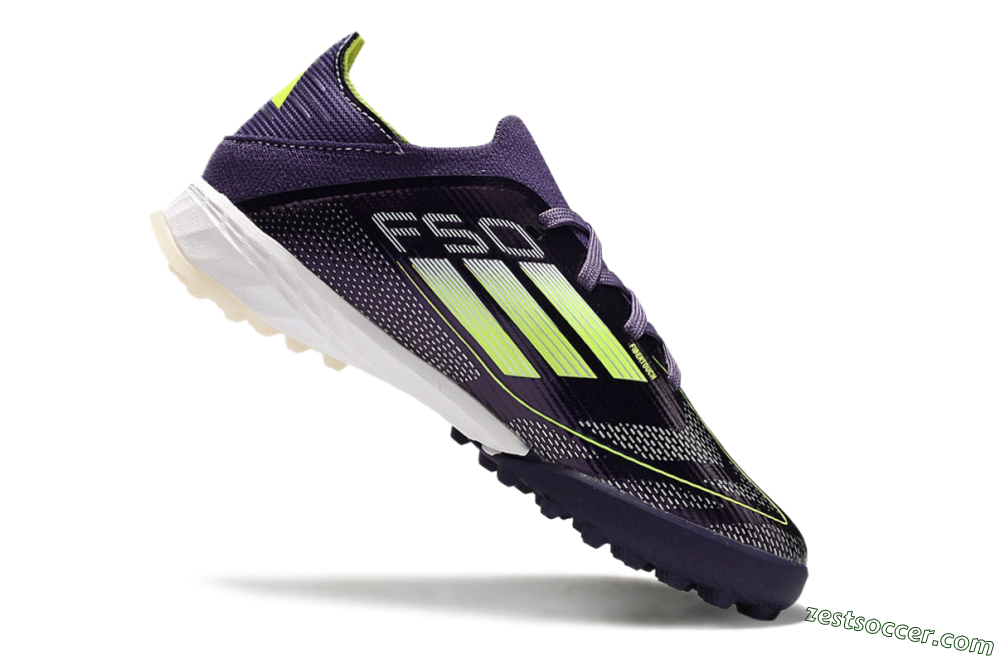 Kids Adidas F50 Elite TF Low-Tops Soccer Shoes - Purple/Green/White 4