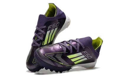 Kids Adidas F50 Elite TF Low-Tops Soccer Shoes - Purple/Green/White