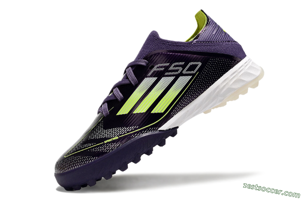 Kids Adidas F50 Elite TF Low-Tops Soccer Shoes - Purple/Green/White 5