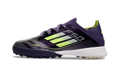 Kids Adidas F50 Elite TF Low-Tops Soccer Shoes - Purple/Green/White