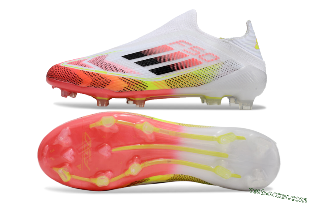 Adidas F50 Elite Laceless FG Low-Tops Soccer Cleats - White/Red/Black 1