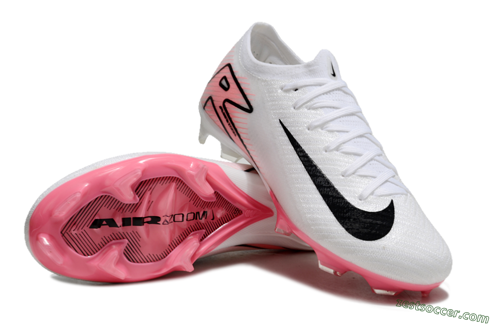 Nike Air Zoom Mercurial Vapor 16 Elite FG Low-Tops Soccer Cleats - White/Pink/Black 3
