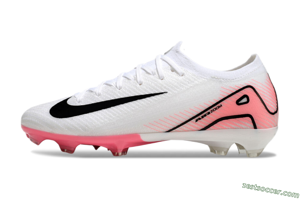 Nike Air Zoom Mercurial Vapor 16 Elite FG Low-Tops Soccer Cleats - White/Pink/Black 2