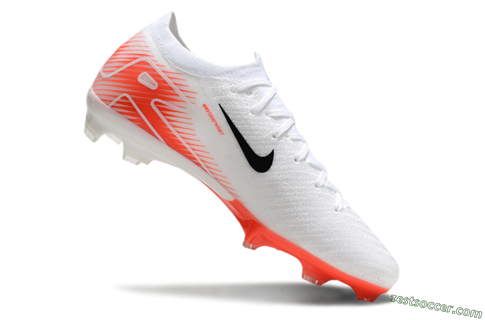Nike Air Zoom Mercurial Vapor 16 Elite FG Low-Tops Soccer Cleats - White/Orange/Black 4