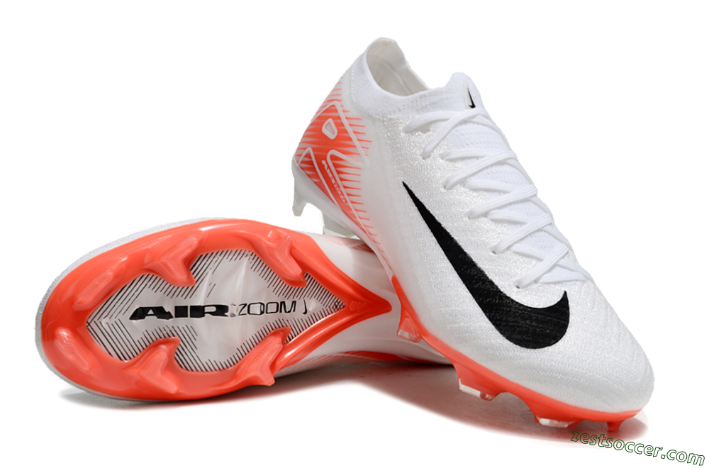 Nike Air Zoom Mercurial Vapor 16 Elite FG Low-Tops Soccer Cleats - White/Orange/Black 3