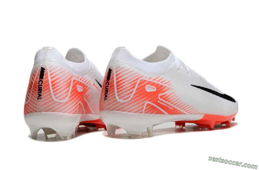 Nike Air Zoom Mercurial Vapor 16 Elite FG Low-Tops Soccer Cleats - White/Orange/Black 6