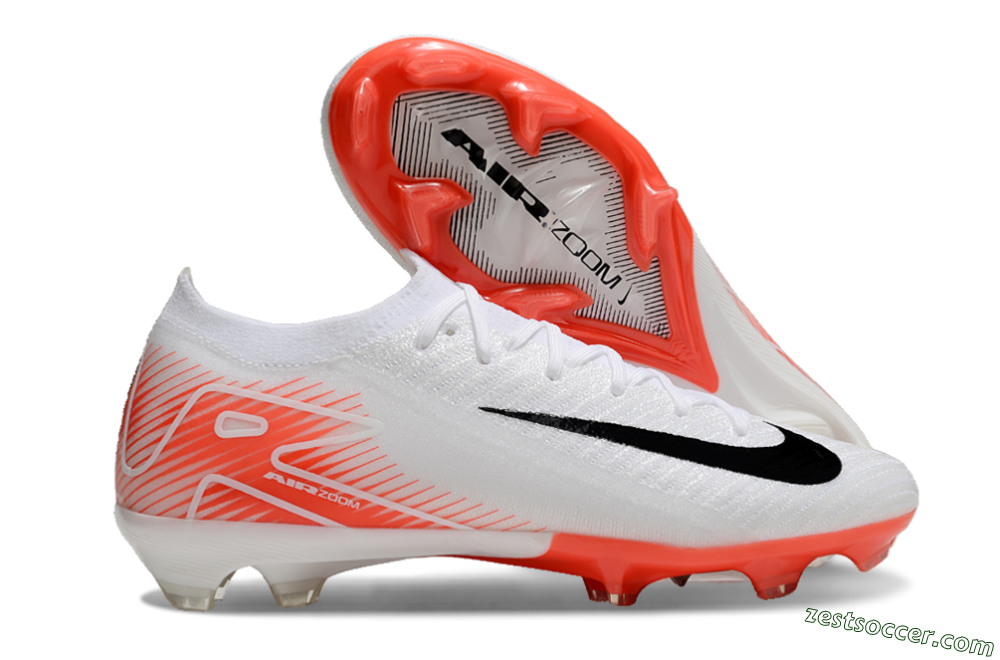 Nike Air Zoom Mercurial Vapor 16 Elite FG Low-Tops Soccer Cleats - White/Orange/Black 0