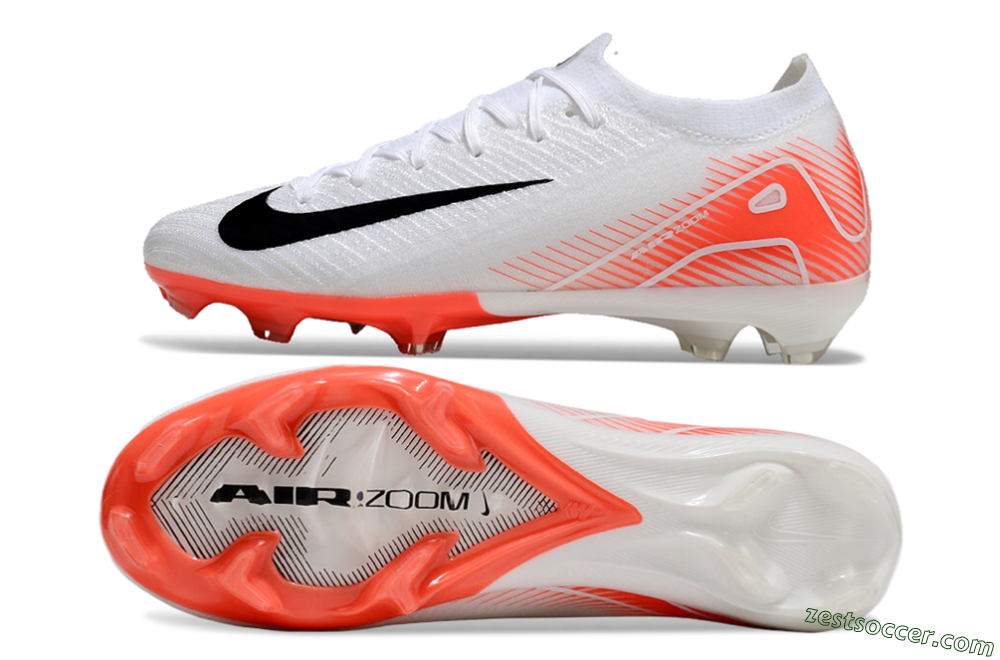 Nike Air Zoom Mercurial Vapor 16 Elite FG Low-Tops Soccer Cleats - White/Orange/Black 1