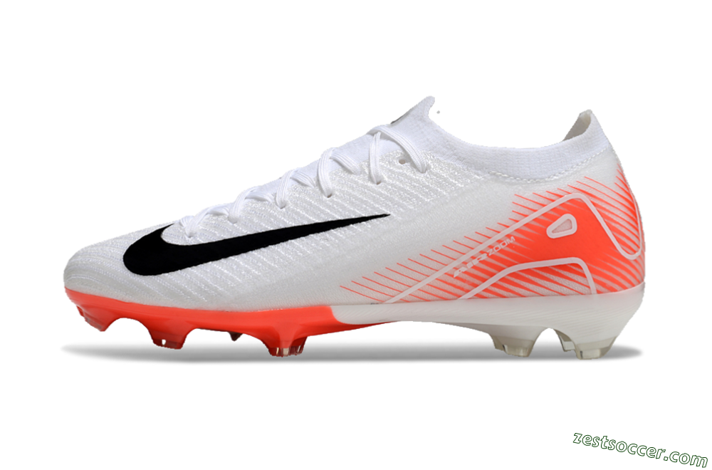Nike Air Zoom Mercurial Vapor 16 Elite FG Low-Tops Soccer Cleats - White/Orange/Black 2