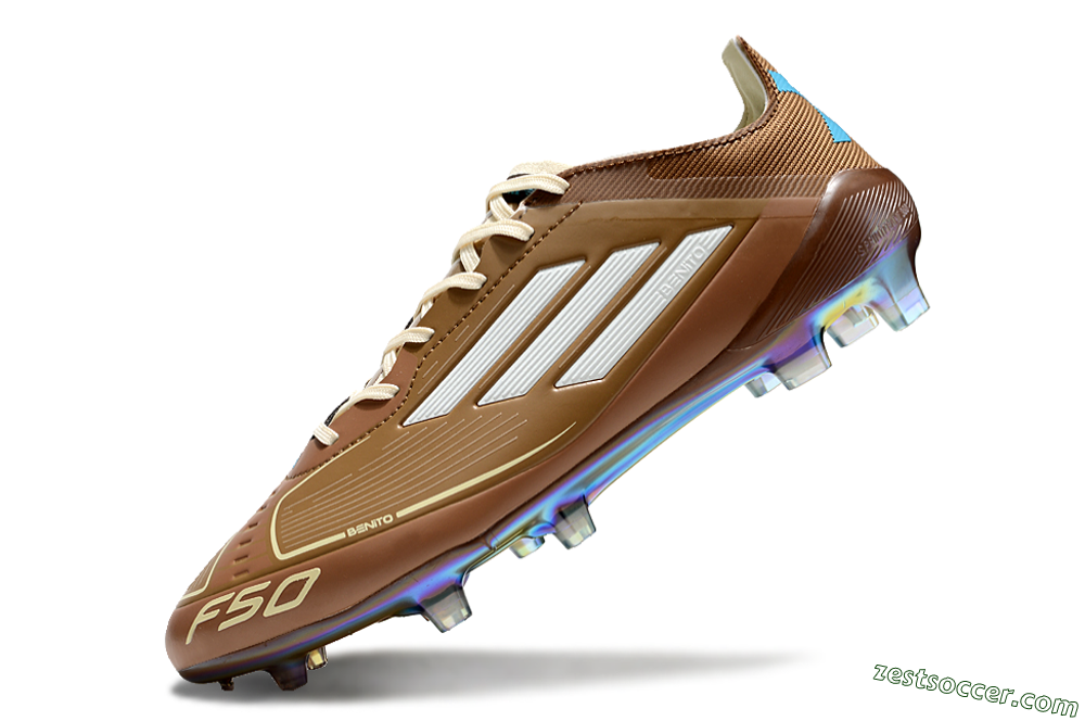 Adidas F50 Elite FG Low-Tops Soccer Cleats - Brown/White/Gold 5