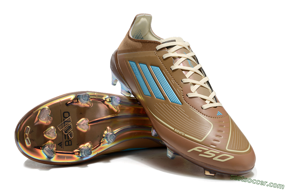 Adidas F50 Elite FG Low-Tops Soccer Cleats - Brown/White/Gold 3