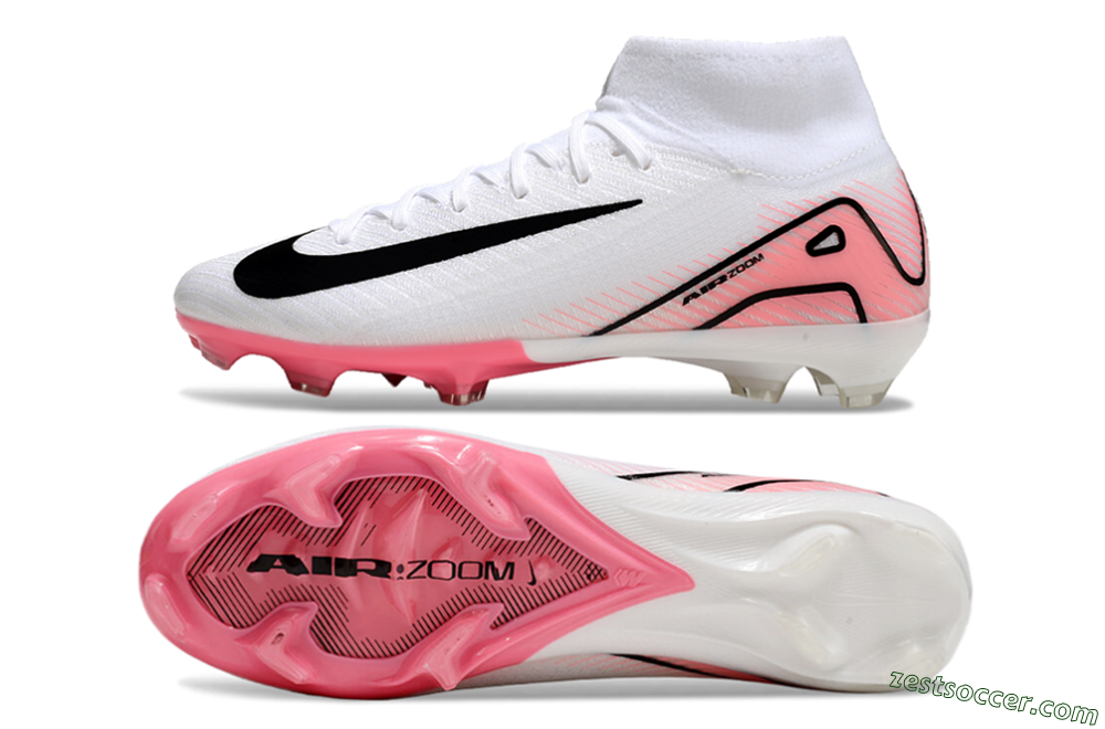 Nike Air Zoom Mercurial Superfly10 Elite FG High-Tops Soccer Shoes - White/Pink/Black 1
