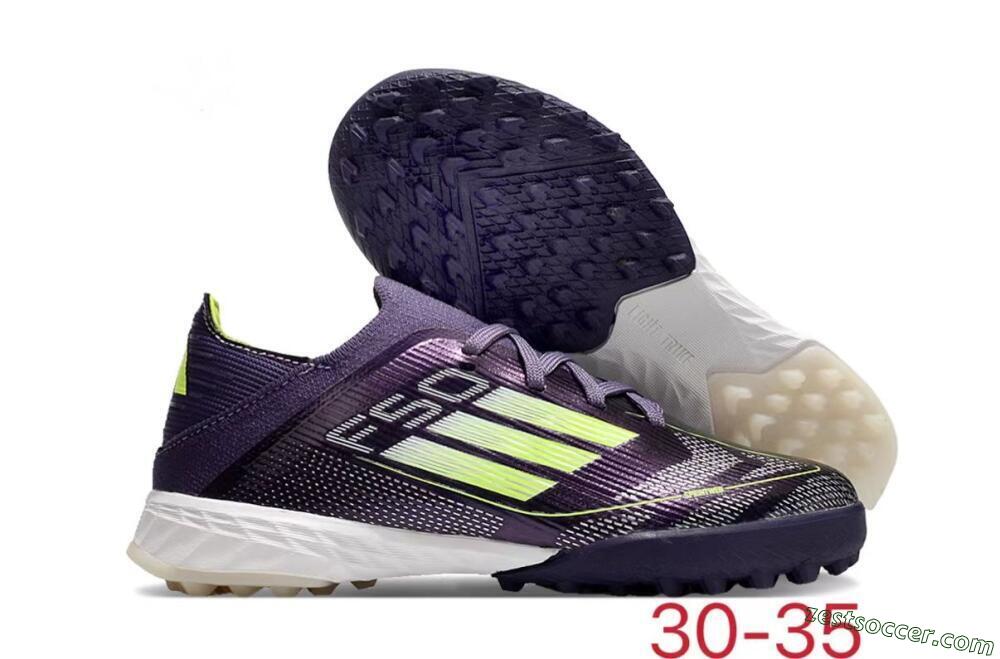 Kids Adidas F50 Elite TF Low-Tops Soccer Shoes - Purple/Green/White 0