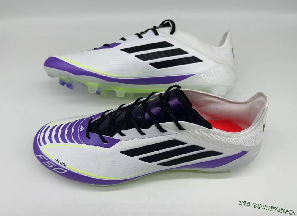 Adidas F50 Elite FG Low-Tops Soccer Cleats - White/Purple/Black/Yellow