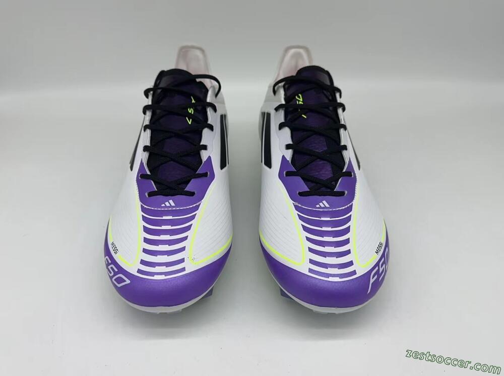 Adidas F50 Elite FG Low-Tops Soccer Cleats - White/Purple/Black/Yellow