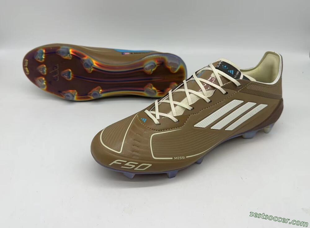 Adidas F50 Elite FG Low-Tops Soccer Cleats - Brown/White/Blue