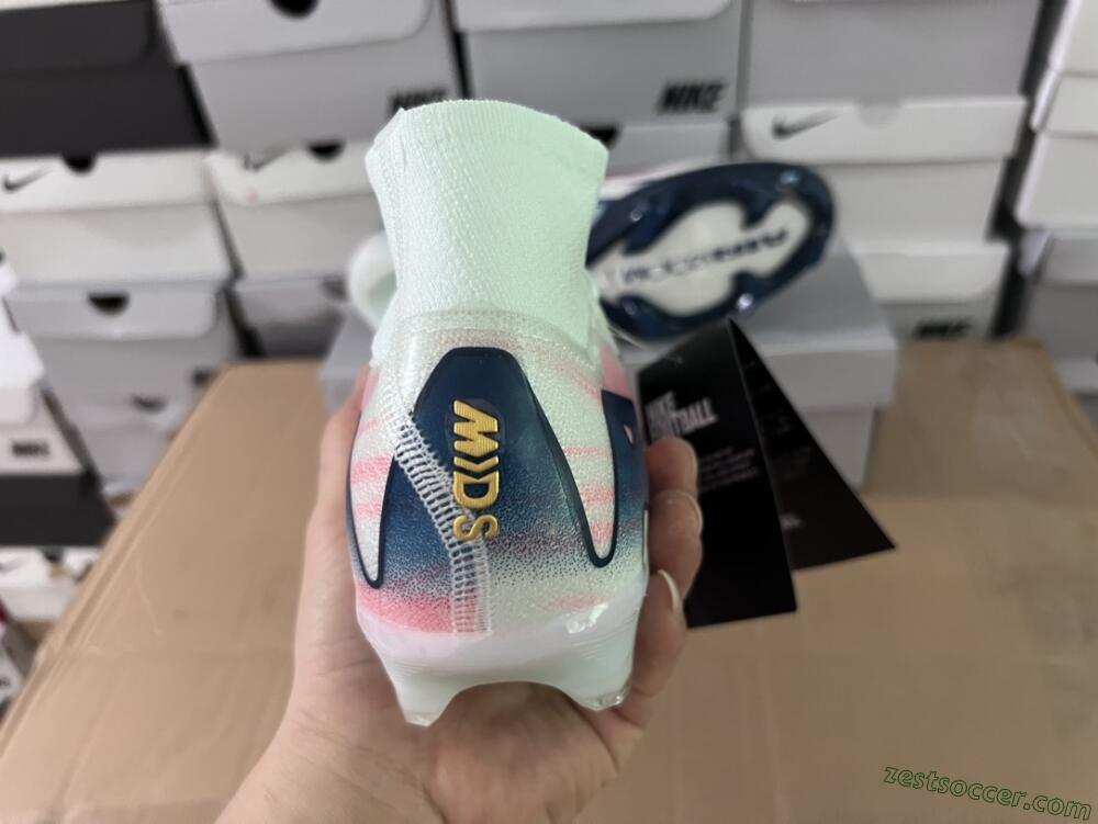 Nike Air Zoom Mercurial Superfly 10 Elite FG High-Tops Soccer Cleats - White/Pink/Blue