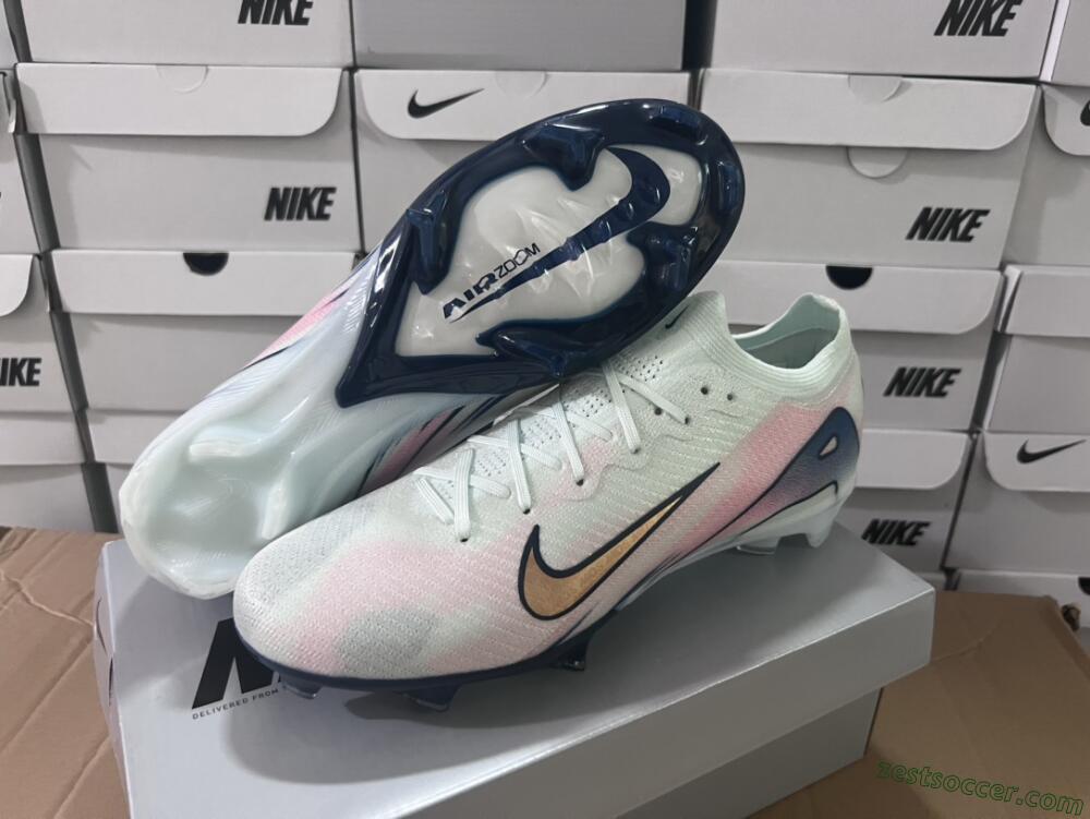 Nike Air Zoom Mercurial Vapor 16 Elite FG Low-Tops Soccer Cleats - White/Pink/Blue